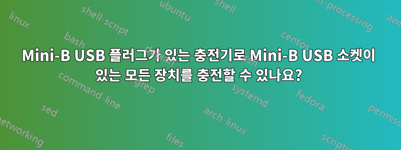 Mini-B USB 플러그가 있는 충전기로 Mini-B USB 소켓이 있는 모든 장치를 충전할 수 있나요?