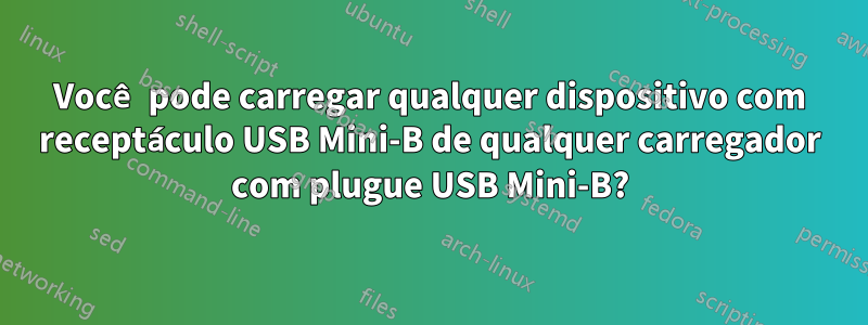 Você pode carregar qualquer dispositivo com receptáculo USB Mini-B de qualquer carregador com plugue USB Mini-B?