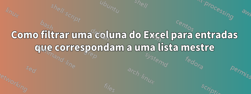 Como filtrar uma coluna do Excel para entradas que correspondam a uma lista mestre