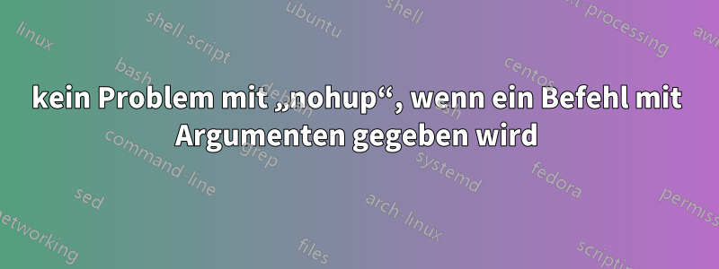 kein Problem mit „nohup“, wenn ein Befehl mit Argumenten gegeben wird