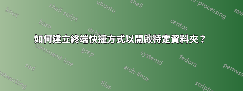 如何建立終端快捷方式以開啟特定資料夾？