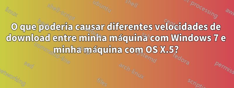 O que poderia causar diferentes velocidades de download entre minha máquina com Windows 7 e minha máquina com OS X.5?