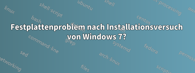 Festplattenproblem nach Installationsversuch von Windows 7?