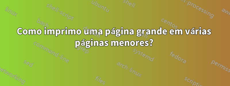 Como imprimo uma página grande em várias páginas menores?