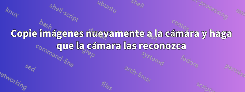 Copie imágenes nuevamente a la cámara y haga que la cámara las reconozca