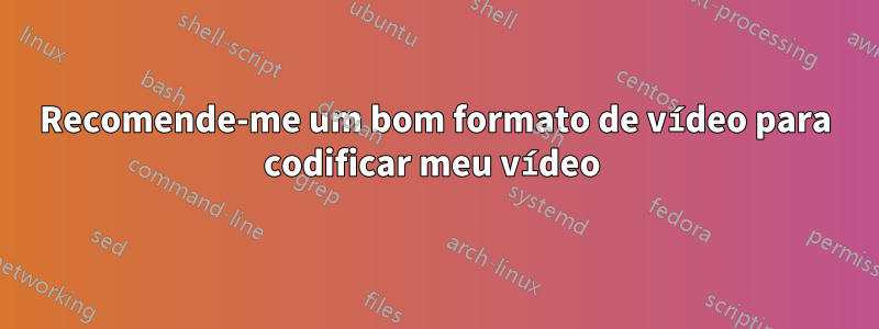 Recomende-me um bom formato de vídeo para codificar meu vídeo 