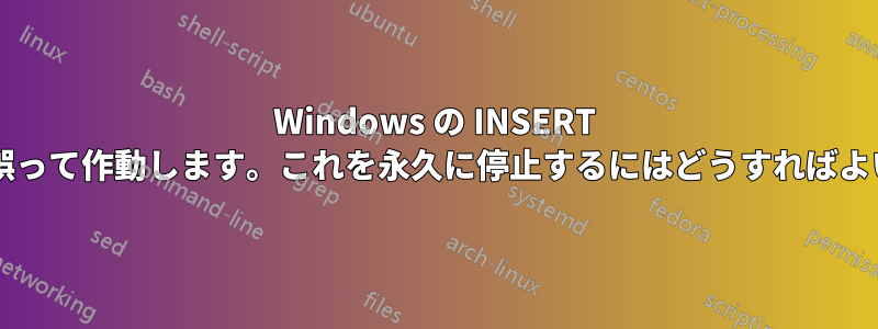 Windows の INSERT キーの機能が誤って作動します。これを永久に停止するにはどうすればよいでしょうか?