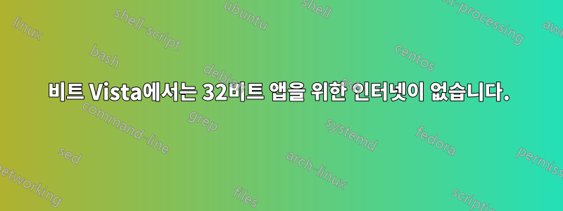 64비트 Vista에서는 32비트 앱을 위한 인터넷이 없습니다.