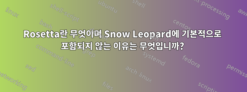 Rosetta란 무엇이며 Snow Leopard에 기본적으로 포함되지 않는 이유는 무엇입니까?