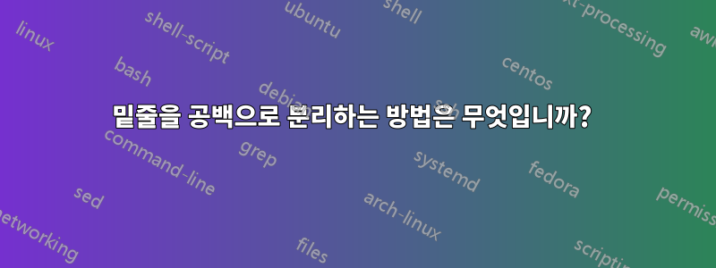 밑줄을 공백으로 분리하는 방법은 무엇입니까? 