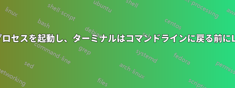 バックグラウンドプロセスを起動し、ターミナルはコマンドラインに戻る前にLF/CRを待ちます。