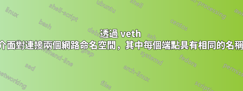 透過 veth 介面對連接兩個網路命名空間，其中每個端點具有相同的名稱