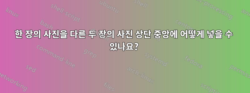한 장의 사진을 다른 두 장의 사진 상단 중앙에 어떻게 넣을 수 있나요?