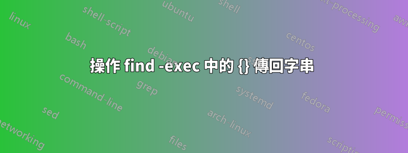 操作 find -exec 中的 {} 傳回字串