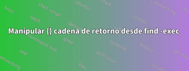 Manipular {} cadena de retorno desde find -exec