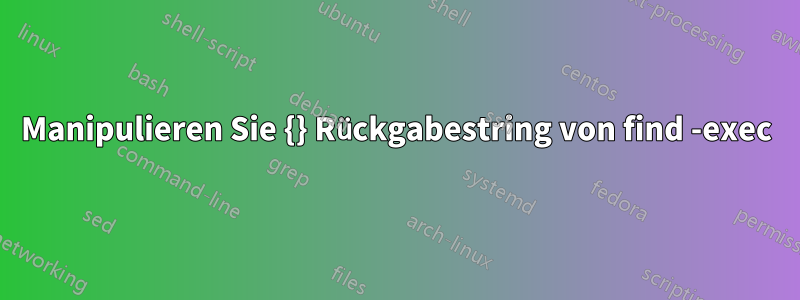 Manipulieren Sie {} Rückgabestring von find -exec