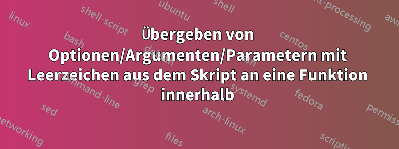 Übergeben von Optionen/Argumenten/Parametern mit Leerzeichen aus dem Skript an eine Funktion innerhalb