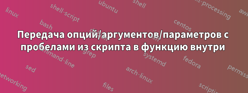 Передача опций/аргументов/параметров с пробелами из скрипта в функцию внутри