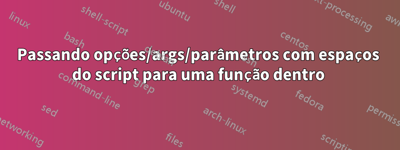 Passando opções/args/parâmetros com espaços do script para uma função dentro