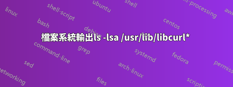 檔案系統輸出ls -lsa /usr/lib/libcurl*