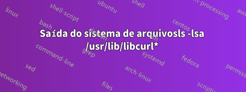 Saída do sistema de arquivosls -lsa /usr/lib/libcurl*