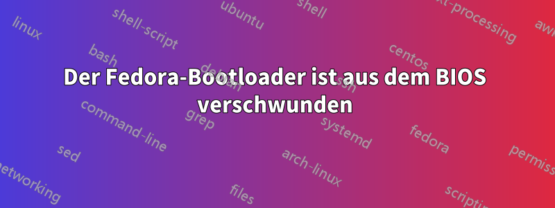 Der Fedora-Bootloader ist aus dem BIOS verschwunden