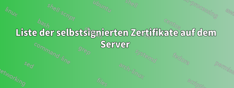 Liste der selbstsignierten Zertifikate auf dem Server 