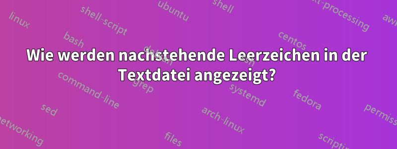 Wie werden nachstehende Leerzeichen in der Textdatei angezeigt?