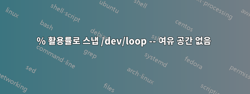 100% 활용률로 스냅 /dev/loop -- 여유 공간 없음