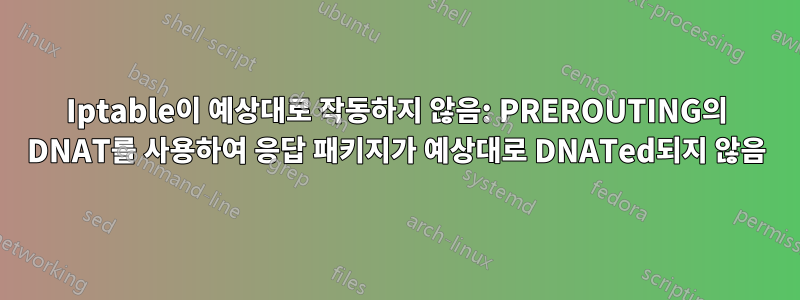 Iptable이 예상대로 작동하지 않음: PREROUTING의 DNAT를 사용하여 응답 패키지가 예상대로 DNATed되지 않음