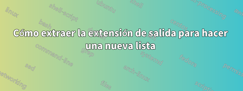 Cómo extraer la extensión de salida para hacer una nueva lista