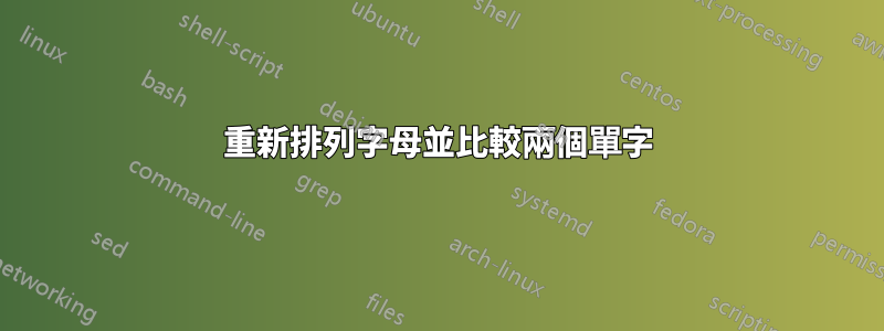 重新排列字母並比較兩個單字