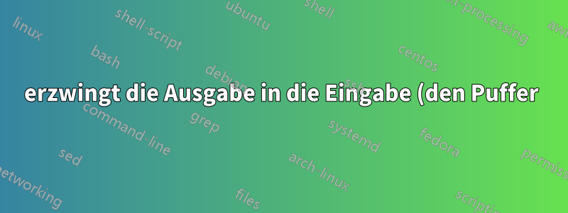 erzwingt die Ausgabe in die Eingabe (den Puffer) wie "\033[6n" in einem Skript
