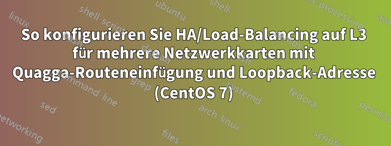 So konfigurieren Sie HA/Load-Balancing auf L3 für mehrere Netzwerkkarten mit Quagga-Routeneinfügung und Loopback-Adresse (CentOS 7)