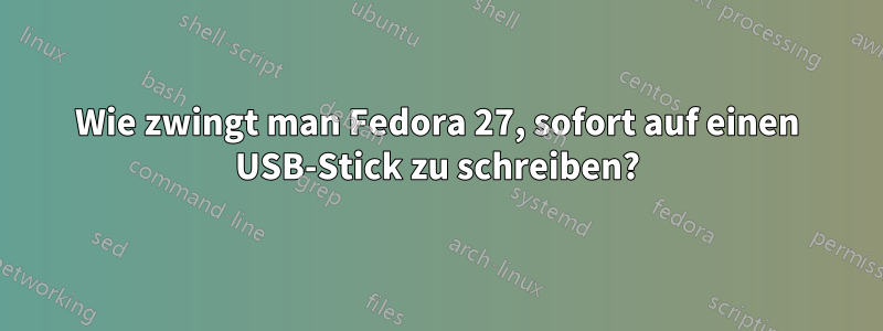 Wie zwingt man Fedora 27, sofort auf einen USB-Stick zu schreiben?