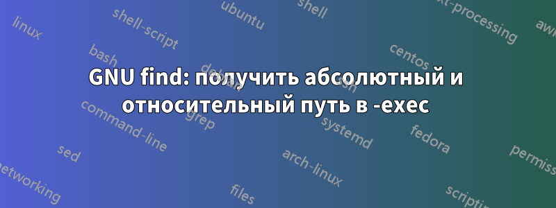 GNU find: получить абсолютный и относительный путь в -exec