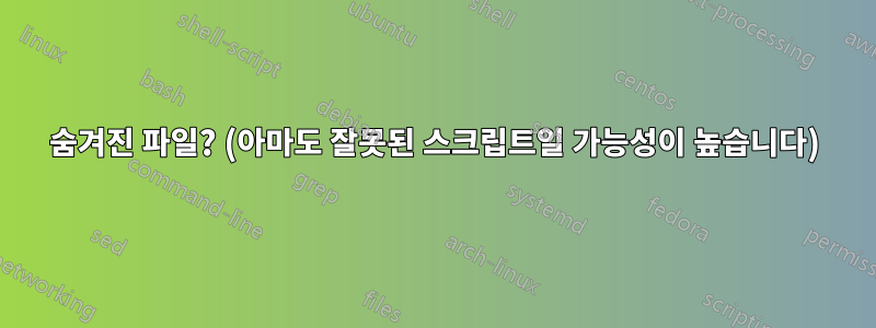 숨겨진 파일? (아마도 잘못된 스크립트일 가능성이 높습니다)