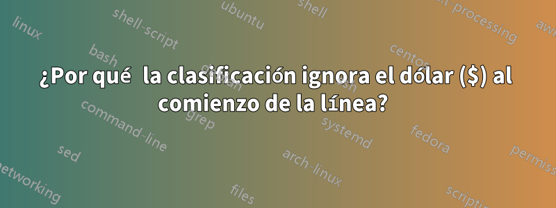 ¿Por qué la clasificación ignora el dólar ($) al comienzo de la línea? 