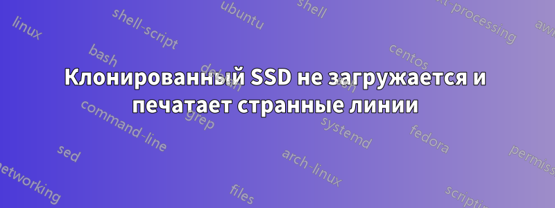 Клонированный SSD не загружается и печатает странные линии