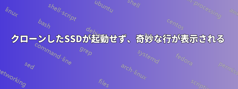 クローンしたSSDが起動せず、奇妙な行が表示される