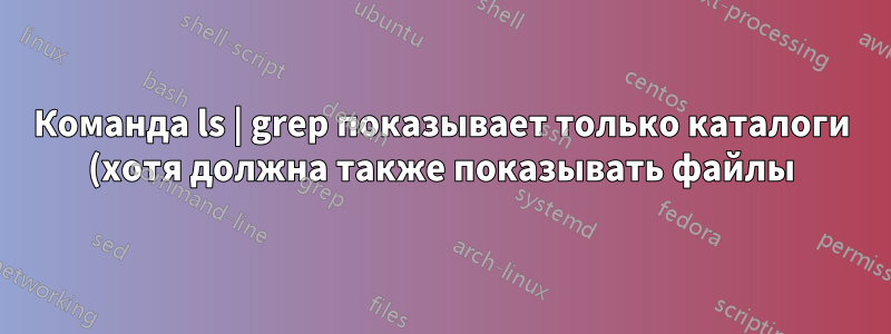 Команда ls | grep показывает только каталоги (хотя должна также показывать файлы)