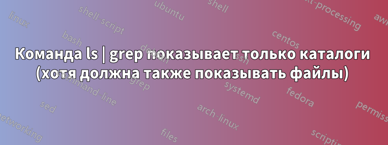 Команда ls | grep показывает только каталоги (хотя должна также показывать файлы)