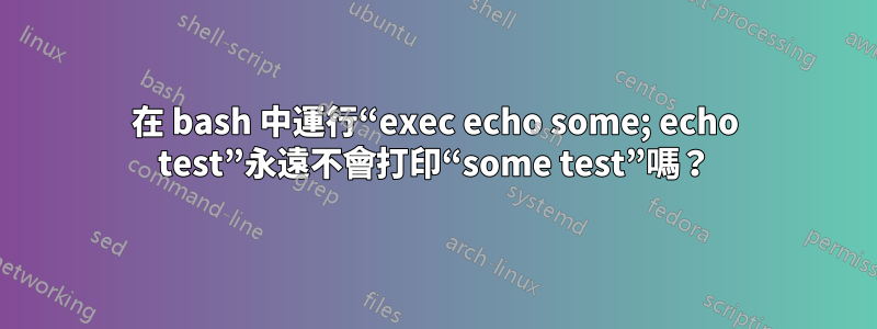 在 bash 中運行“exec echo some; echo test”永遠不會打印“some test”嗎？