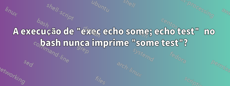 A execução de "exec echo some; echo test" no bash nunca imprime "some test"?