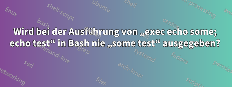 Wird bei der Ausführung von „exec echo some; echo test“ in Bash nie „some test“ ausgegeben?