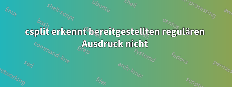 csplit erkennt bereitgestellten regulären Ausdruck nicht