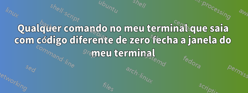 Qualquer comando no meu terminal que saia com código diferente de zero fecha a janela do meu terminal