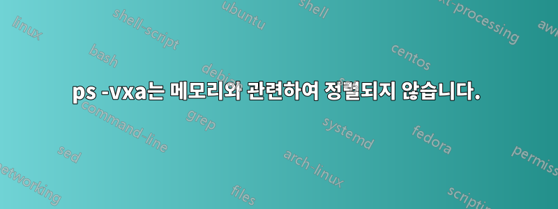 ps -vxa는 메모리와 관련하여 정렬되지 않습니다.