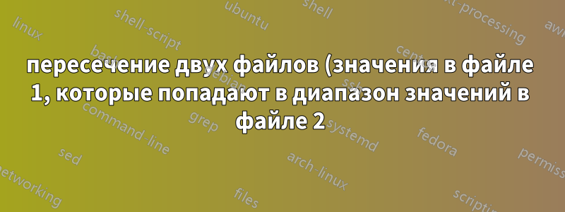 пересечение двух файлов (значения в файле 1, которые попадают в диапазон значений в файле 2)