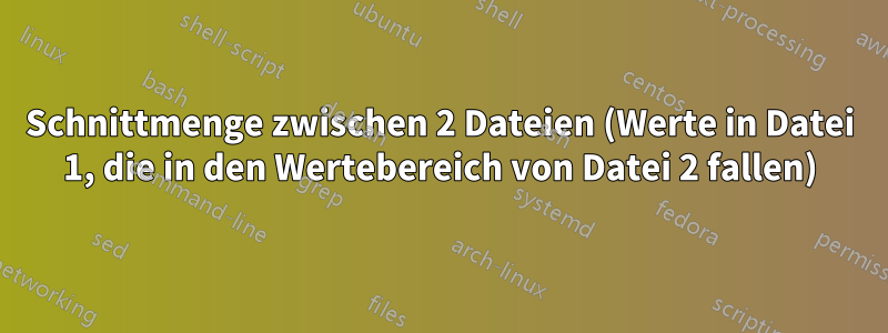 Schnittmenge zwischen 2 Dateien (Werte in Datei 1, die in den Wertebereich von Datei 2 fallen)